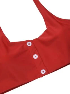 Red 1950s Halter Plaids Swimsuit -Retro Pulse Shop SCXL000175 4 compressed