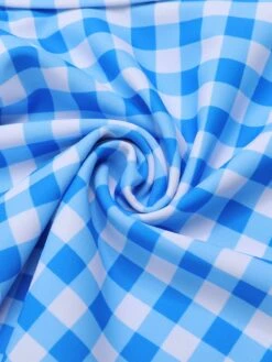 Dark Blue 1950s Plaid Spaghetti Strap Swimsuit -Retro Pulse Shop SCXL000176 6