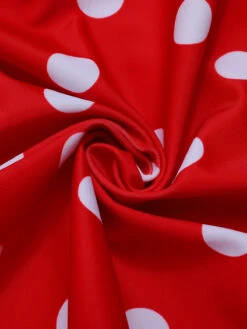 Red 1950s Polka Dot Shoulder Tie Swimsuit -Retro Pulse Shop SCXL000177 6