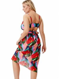 [Plus Size] 1930s Tropical Print Wrap Swimsuit & Cover Up -Retro Pulse Shop SCXL000179 MC 1 3