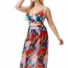 [Plus Size] 1930s Tropical Print Wrap Swimsuit & Cover Up