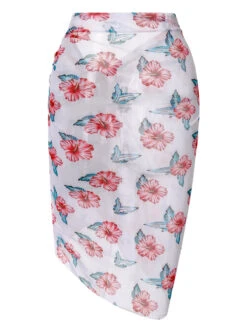 [Plus Size] Wine Red 1930s Floral Bikini Set & Cover-Up -Retro Pulse Shop SCXL000180 3 2