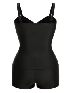 [Plus Size] Black & White 1960s Geometric Lace-Up Swimsuit -Retro Pulse Shop SCXL000181 B 01 6