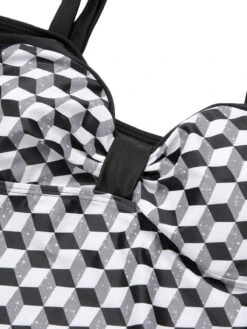 [Plus Size] Black & White 1960s Geometric Lace-Up Swimsuit -Retro Pulse Shop SCXL000181 B 01 7