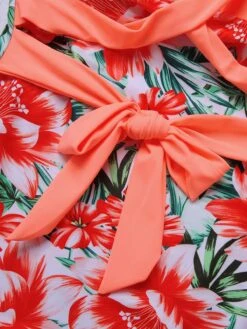 [Plus Size] 1940s Strap Flowers One-Piece Swimsuit -Retro Pulse Shop SCXL000186 5