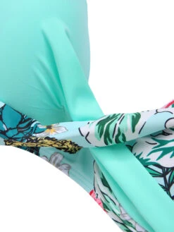 [Plus Size] 1940S Tropical Plant Patchwork Lace-Up Swimsuit -Retro Pulse Shop SCXL000187 10