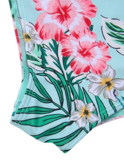 [Plus Size] 1940S Tropical Plant Patchwork Lace-Up Swimsuit -Retro Pulse Shop SCXL000187 12