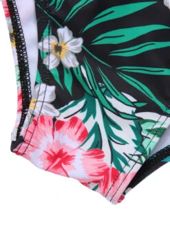 [Plus Size] 1940S Tropical Plant Patchwork Lace-Up Swimsuit -Retro Pulse Shop SCXL000187 6