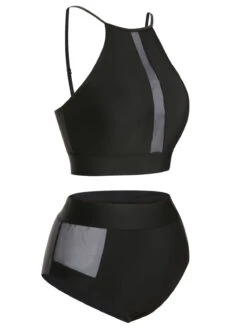 [Plus Size] 1940s Leopard Mesh Patchwork Swimsuit -Retro Pulse Shop SCXL000188 1 2