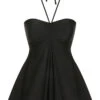 [Plus Size] Black 1940s Solid Bandeau Halter Skirt Swimsuit -Retro Pulse Shop SCXL000190 1