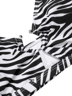 [Plus Size] 1940s Zebra Print Cutout Halter Swimsuit -Retro Pulse Shop SCXL000192 17