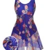 [Plus Size] 1940s Strap Print One-Piece Skirt Swimsuit -Retro Pulse Shop SCXL000193 1 1 compressed