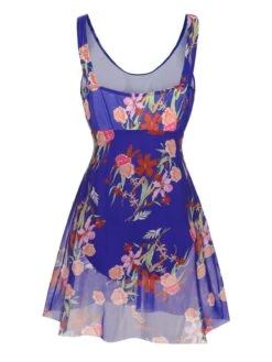 [Plus Size] 1940s Strap Print One-Piece Skirt Swimsuit -Retro Pulse Shop SCXL000193 1 4 compressed