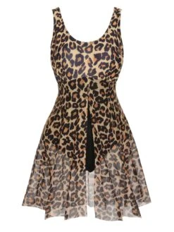 [Plus Size] 1940s Strap Print One-Piece Skirt Swimsuit -Retro Pulse Shop SCXL000193 2 2 compressed