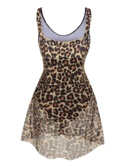 [Plus Size] 1940s Strap Print One-Piece Skirt Swimsuit -Retro Pulse Shop SCXL000193 2 4 compressed