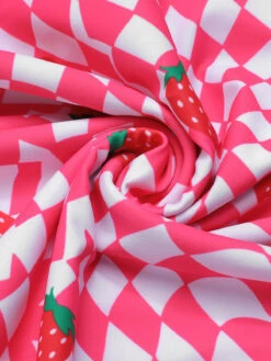 Pink 1960s Strawberry Plaid One-Piece Swimsuit -Retro Pulse Shop SCXL000195 6