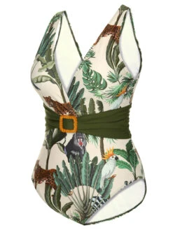 Multicolor 1960s Palm Leaf Swimsuit & Cover-Up -Retro Pulse Shop SCXL000203 MC 1 5