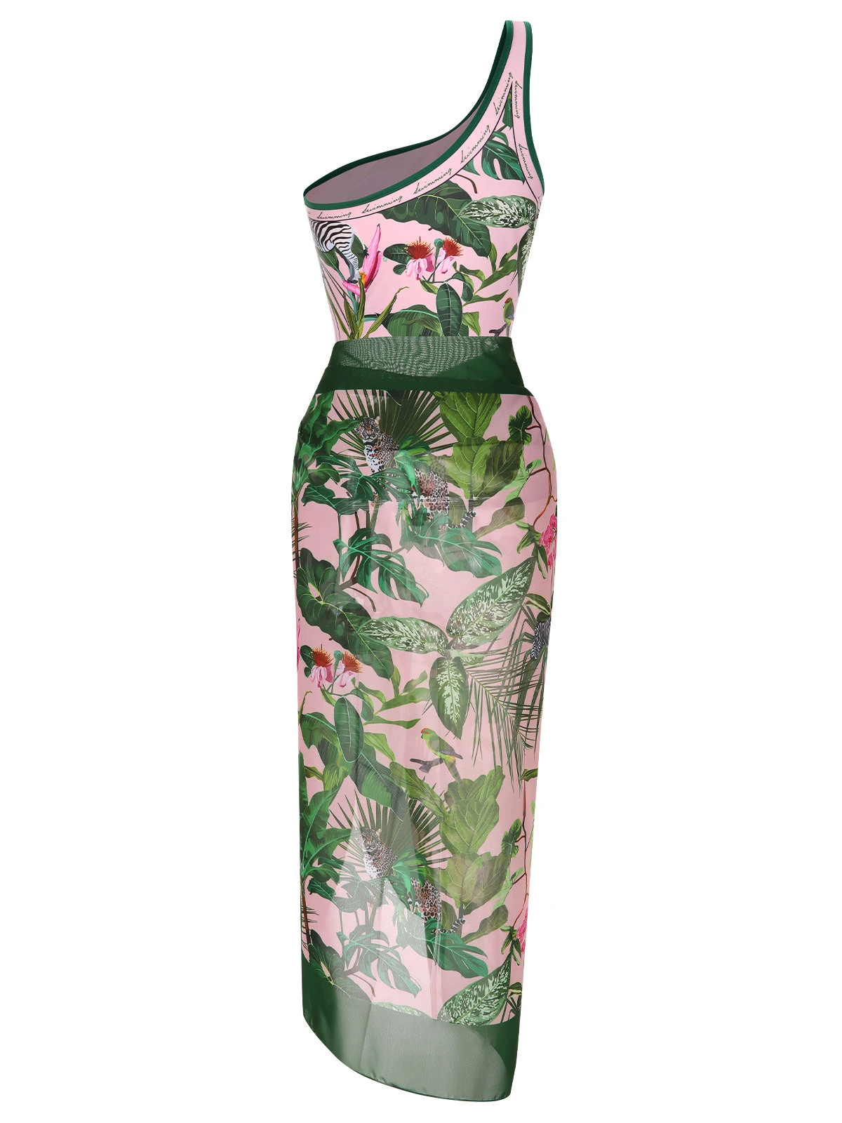 1960s One-Shoulder Tropical Swimsuit & Cover-Up 4 1960s One-Shoulder Tropical Swimsuit & Cover-Up - Image 2