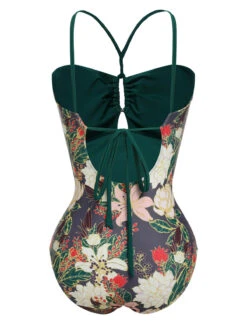 Multicolor 1960s Floral Halter One-Piece Swimsuit -Retro Pulse Shop SCXL000210 MC 1 3