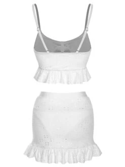 1950s Spaghetti Strap Solid Ruffles Swimsuit & Cover-Up -Retro Pulse Shop SCXL000212 3