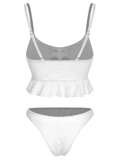 1950s Spaghetti Strap Solid Ruffles Swimsuit & Cover-Up -Retro Pulse Shop SCXL000212 6