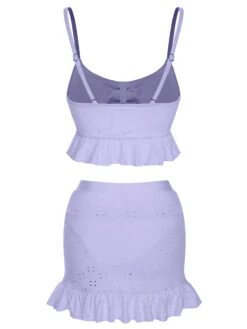 1950s Spaghetti Strap Solid Ruffles Swimsuit & Cover-Up -Retro Pulse Shop SCXL000212 PU 3