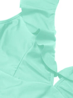 1950s Solid Ruffle Lace-Up V-Neck Swimsuit -Retro Pulse Shop SCXL000218 G 4