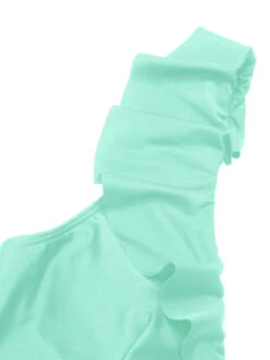 1950s Solid Ruffle Lace-Up V-Neck Swimsuit -Retro Pulse Shop SCXL000218 G 6