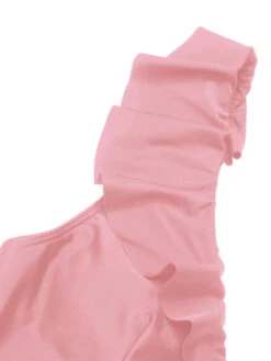 1950s Solid Ruffle Lace-Up V-Neck Swimsuit -Retro Pulse Shop SCXL000218 P 6