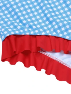 Blue 1950s Spaghetti Strap Button Plaids Swimsuit -Retro Pulse Shop SCXL000220 5