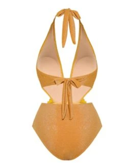 Yellow 1930s 3D Flower Halter Swimsuit -Retro Pulse Shop SCXL000227 Y 1 2