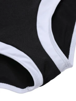 Black 1960s V-Neck Patchwork One-Piece Swimsuit -Retro Pulse Shop SCXL000229 6