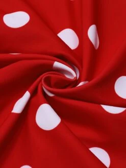 Red 1950s Polka Dot Patchwork Halter Swimsuit -Retro Pulse Shop SCXL000249 6 compressed