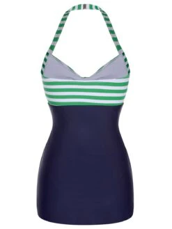 [Pre-Sale] 1960s Halter Strips Buttoned One-Piece Swimsuit -Retro Pulse Shop SCXL000252 3 compressed
