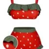 Red 1950s Strawberry Ruffle Strap Swimsuit 1 Red 1950s Strawberry Ruffle Strap Swimsuit -Retro Pulse Shop SCXL000265 01