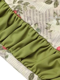 1940s Double Strap Pleated Roses One-Piece Swimsuit -Retro Pulse Shop SCXL000272 5 compressed