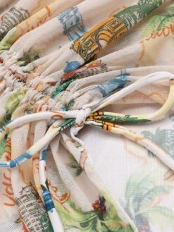 Yellow 1970s Retro Architectural Pattern Drawstring Cover-Up -Retro Pulse Shop SCXL000274 5