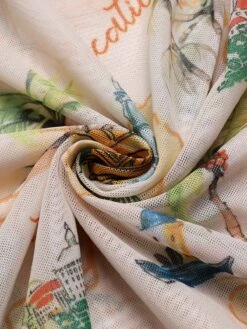 Yellow 1970s Retro Architectural Pattern Drawstring Cover-Up -Retro Pulse Shop SCXL000274 6