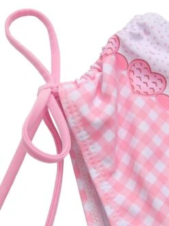 [Pre-Sale] Pink 1950s Spaghetti Strap Heart Plaids Swimsuit -Retro Pulse Shop SCXL000282 5 compressed