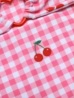 [Pre-Sale] Pink 1950s Plaid & Cherry Strap Swimsuit -Retro Pulse Shop SCXL000302 5