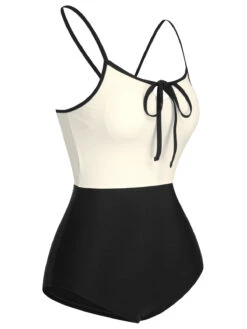 1950s Color Contrast BowKnot Strap Swimsuit -Retro Pulse Shop SCXL000309 10