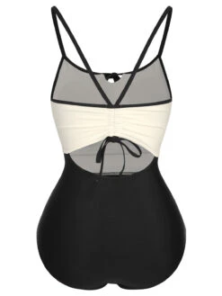 1950s Color Contrast BowKnot Strap Swimsuit -Retro Pulse Shop SCXL000309 11