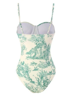 1950s Ink Floral Spaghetti Strap One-Piece Swimsuit -Retro Pulse Shop SCXL000310 IG 1 2