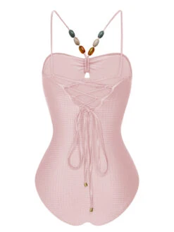 1960s Solid Textured Bandeau Halter Swimsuit -Retro Pulse Shop SCXL000312 10