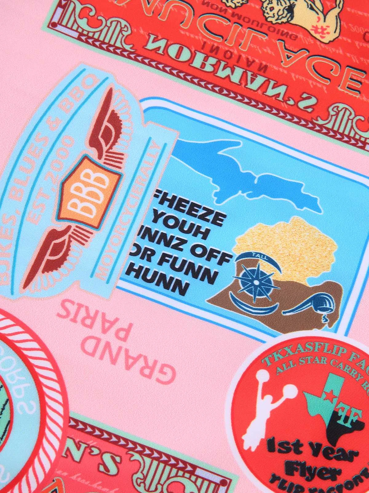 Pink 1940s Spaghetti Strap Print One-Piece Swimsuit 6 Pink 1940s Spaghetti Strap Print One-Piece Swimsuit - Image 4