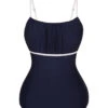 Dark Blue 1930s Spaghetti Strap Pleated Swimsuit -Retro Pulse Shop SCXL000317 1 compressed