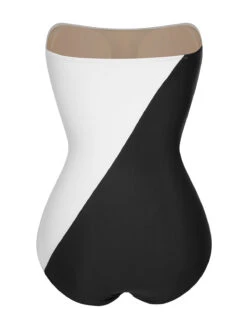 1950s 3D Ruffles Strapless Solid Swimsuit -Retro Pulse Shop SCXL000319 3