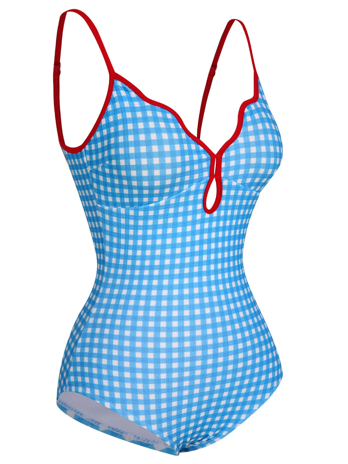 Blue 1950s Plaid Sling One-Piece Swimsuit 4 Blue 1950s Plaid Sling One-Piece Swimsuit - Image 2