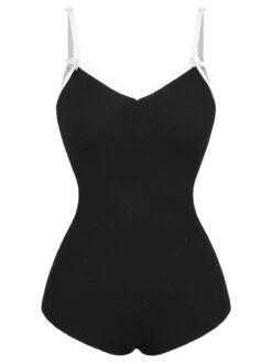 1950s Spaghetti Strap Bow One-Piece Swimsuit -Retro Pulse Shop SCXL000322 5 compressed