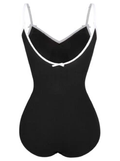 1950s Spaghetti Strap Bow One-Piece Swimsuit -Retro Pulse Shop SCXL000322 7 compressed